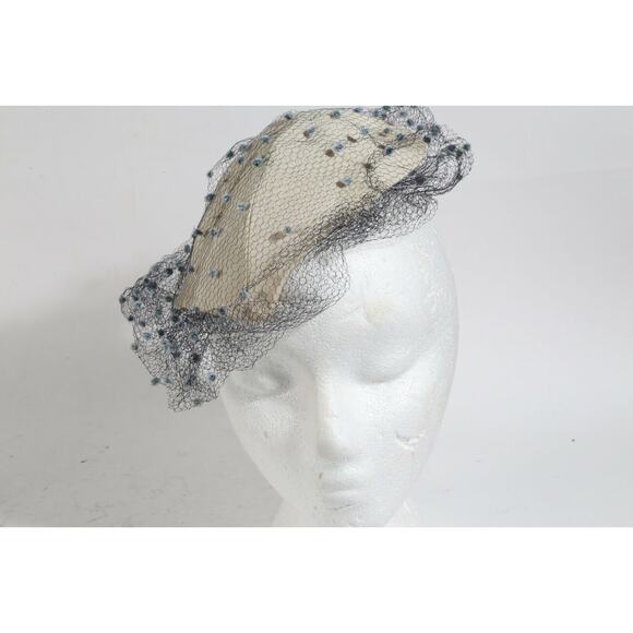 Vintage Buttercream Mesh Tulle Round Hat Elegant Unique Rare Ladies Fashion main image 4